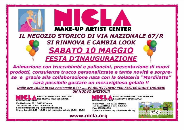 inaugurazione negozio rinnovato Nicla Make-up Artist Center